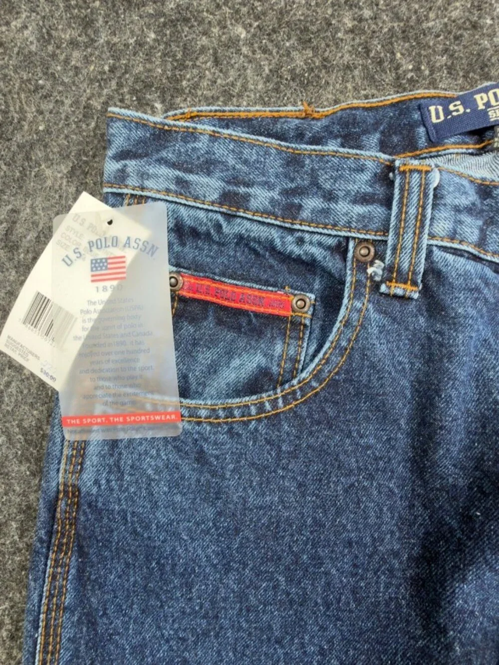 U.S. Polo Assn Carpenter Jeans Boys 14 Blue Cotton Easy Fit Utility NWT